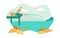 Man Sitting on Edge of Dock Fishing Sea Lake Flat Design Illustration