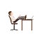 Man sitting with feet on table icon, cartoon style