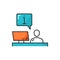 Man sitting at information helpdesk isolated icon