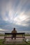 A man sitting on the lakeside, Lake Balaton of Hungary