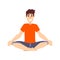 Man sitting in lotus pose, young man practicing yoga vector Illustration on a white background