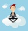 Man sitting in lotus position on the clouds