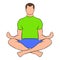 Man sitting in lotus posture icon cartoon