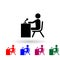 Man sitting with microphone multi color icon. Simple glyph, flat vector of media icons for ui and ux, website or mobile