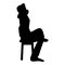 Man sitting pose with hands behinds head Young man sits on a chair with his leg thrown silhouette icon black color illustration
