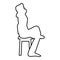 Man sitting pose with hands behinds head Young man sits on a chair with his leg thrown silhouette icon black color outline