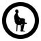 Man sitting pose Young man sits on a chair with his leg thrown silhouette icon black color illustration in circle round