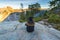 A man sitting on the rock in yosemite national park California