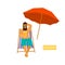 Man sitting in sun chair enjoying summer vacations