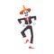 Man Skeleton in Mexican Traditional Costume and Sombrero Hat Dancing, Dia de Muertos, Day of the Dead Cartoon Style