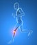 Man, skeleton, running, knee pain inflammation