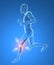 Man, skeleton, running, knee pain inflammation