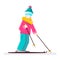 Man on Ski. Vector Skier Cartoon