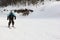 Man skiing down track, Teletsky ski resort, Altai Republic, Russia