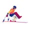 man skiing on mono-ski isolated on white background. Vector graphic illustration. para-alpine skiing