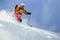 Man skiing powder snow in Austria