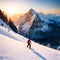 Man skiing up the snowy mountain - ai generated image