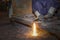 man skilled working factory welder,cutting,grinding,drill