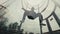 Man skydiver flies in wind tunnel. Indoor skydiving wind tunnel