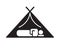 Man sleeping inside tent icon