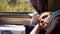 Man sleeps in train tired long journey by rail