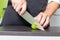 Man slicing kiwi fruit