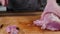 Man slicing pork meat on a table, conceptual idea. Healthy, preparing.