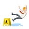 Man slipped on wet floor. Danger and risk. Sliding on puddle of water. Mistake and falling. Flat cartoon illustration