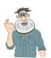 Man smile and shows OK hand sign with speech bubble. Vector illustration