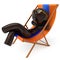 Man smiley relax beach deck chair sunglasses summer vacation