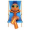 Man smiley resting beach deck chair summer vacation relax