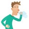 Man sneezes, disease, allergy. Vector illustration