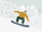 Man on snowboard in the mountainside Human figure in motion