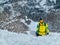 man snowboarder at powder snowed slope