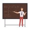 Man solves the equation on the board vector illustration