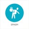 Man with spasm in pain. flat simplicity icon