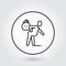 Man with spasm in pain. Line simplicity icon