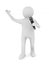 man speaks with microphone on white background. Isolated 3D illustration