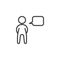 Man with speech bubble line icon