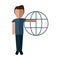 Man with sphere global symbol