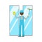 Man With Sponge And Squeegee Washing Windows, Cleaning Service Professional Cleaner In Uniform Cleaning In The Household
