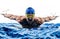 Man sport swimmer swimming isolated white background