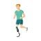 Man, sportsman with prosthesis, artificial leg