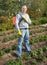 Man spraying strawberry plant