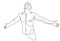 Man with spread hands showing pose of freedom like feeling that he can fly, vector linear illustration, emotional concept of feel