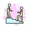 Man stairs hand help icon. Outline man stairs hand help vector icon