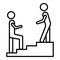 Man stairs hand help icon, outline style