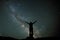 Man stand at night sky view with stars and milky way