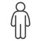 Man stand pose line icon. Man in front pose with arms down at the waist outline style pictogram on white background