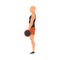 Man Standing with Barbell, Side View of Male Athlete Doing Sports for Fit Body, Buttock Workout Vector Illustration on